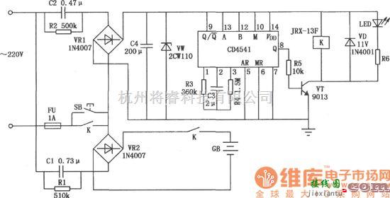 充电电路中的0.1C5A标准镉镍电池充电电路图  第1张