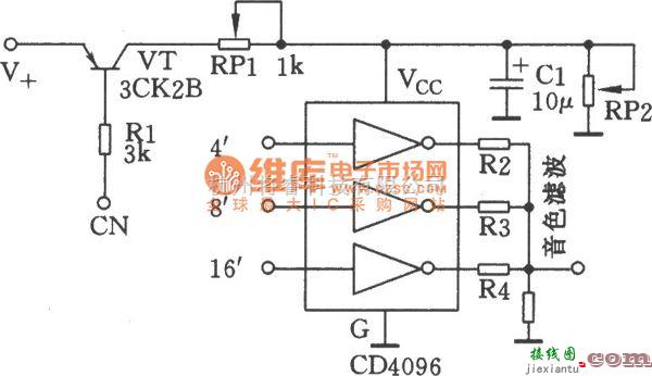 多谐振荡产生中的数字式电子琴包络发生器电路图  第1张