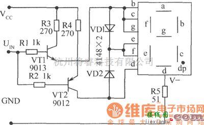 LED电路中的晶体管和共阴极数码管组成的测试电路图  第1张