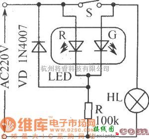 LED电路中的电源工作状态指示电路图  第1张