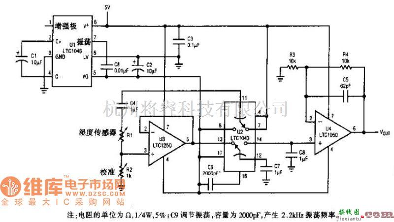 接口电路中的湿度传感器接口电路图  第1张