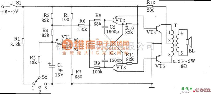 多谐振荡产生中的变节奏的信号产生电路图  第1张