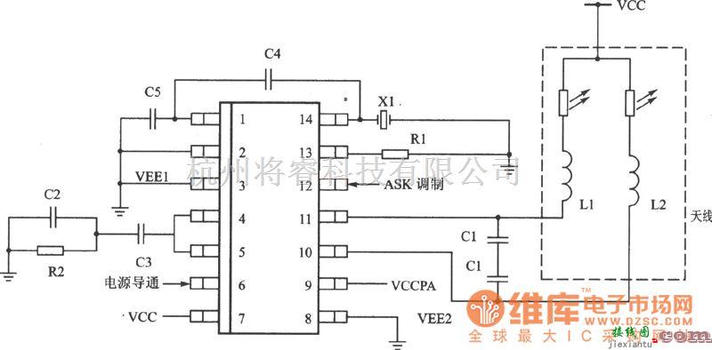 调频信号产生中的ASK 320～290MHz发射器电路图  第1张