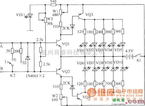 LED电路中的LED显示的检流计电路图  第1张