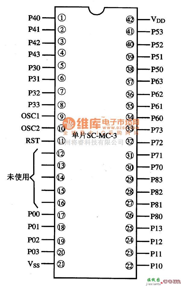 综合电路中的SC-MC-3电子乐器单片微电脑集成电路图  第1张