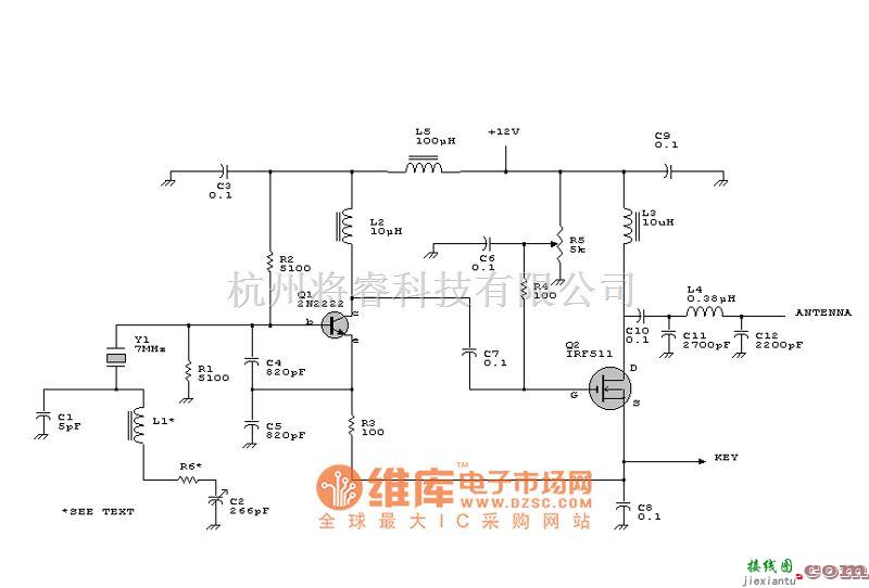 无线发射中的天线电路原理电路图  第1张