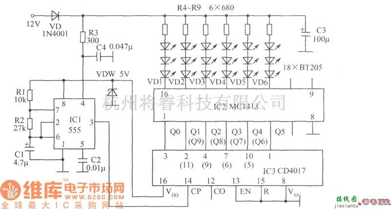 LED电路中的闪烁灯控制电路图  第1张