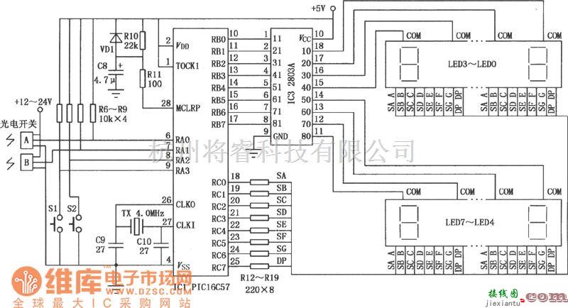 专用测量/显示电路中的光电式自动点数器电路图  第1张