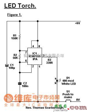 LED电路中的LED手电筒电路图  第1张