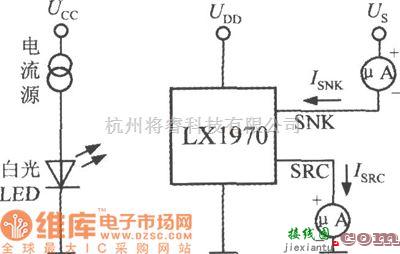 特种集成传感器中的由可见光亮度传感器LX1970构成的测量白光亮度电路图  第1张