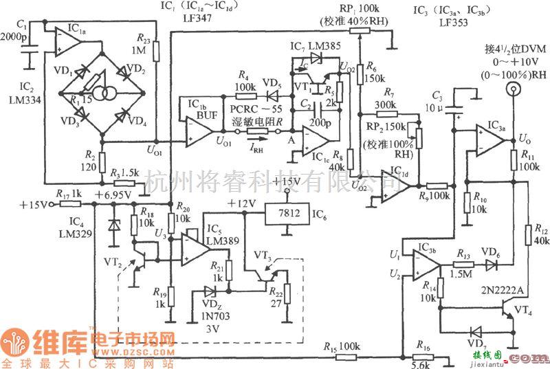 专用测量/显示电路中的相对湿度测量仪电路图  第2张