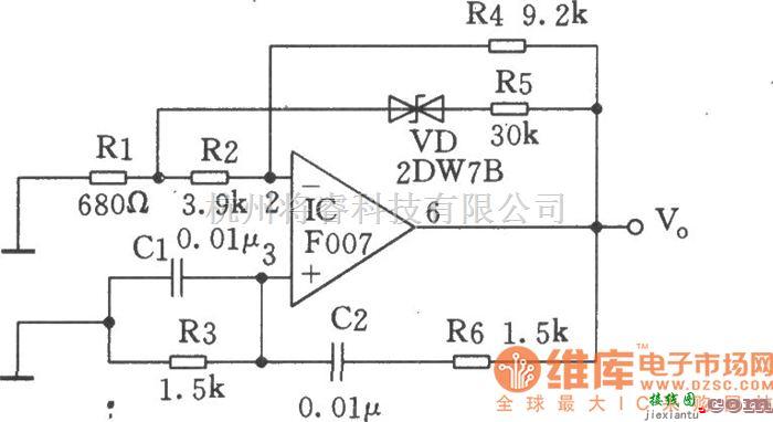 文氏信号产生中的文氏电桥正弦波振荡器电路图  第1张