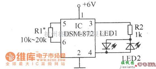 LED电路中的DSM-872典型应用电路(一)电路图  第1张