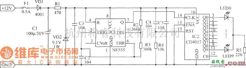 LED电路中的环形闪烁器原理电路图  第1张