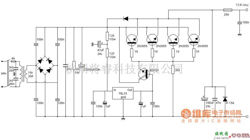 电源电路中的20A 13.8V电源原理图  第1张