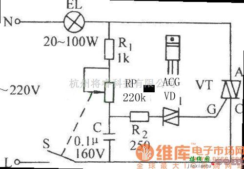 晶闸管控制中的晶闸管无级调光调速电路图  第1张