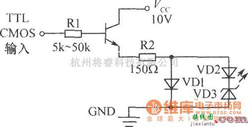 LED电路中的数字集成电路控制的两只发光管交替闪烁发光电路图  第1张