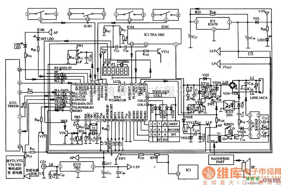 微机电路中的TCL868(21)B通信单片微电脑集成电路图  第3张