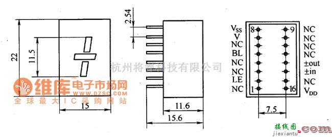 LED电路中的LED+/-符号显示组件外形电路图  第1张