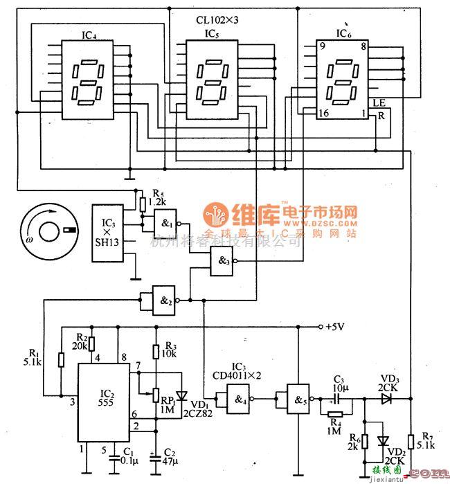 数字电路中的数字转速表电路图  第1张