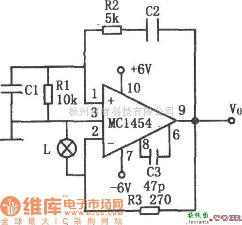 文氏信号产生中的MC1454构成的低功耗文氏电桥振荡器电路图  第1张