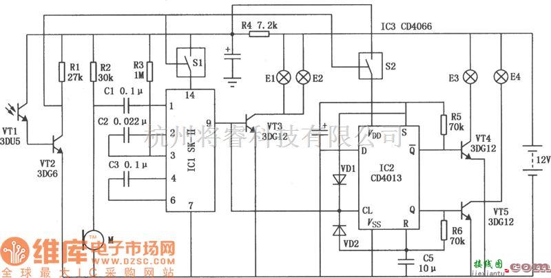 专用测量/显示电路中的公路夜间自动电子路标电路图  第1张