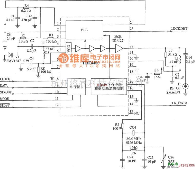 调频信号产生中的FM/FSK 433MHz发射器电路图  第1张