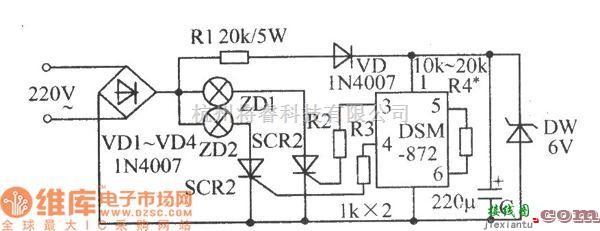 LED电路中的DSM-872典型应用电路(二)电路图  第1张