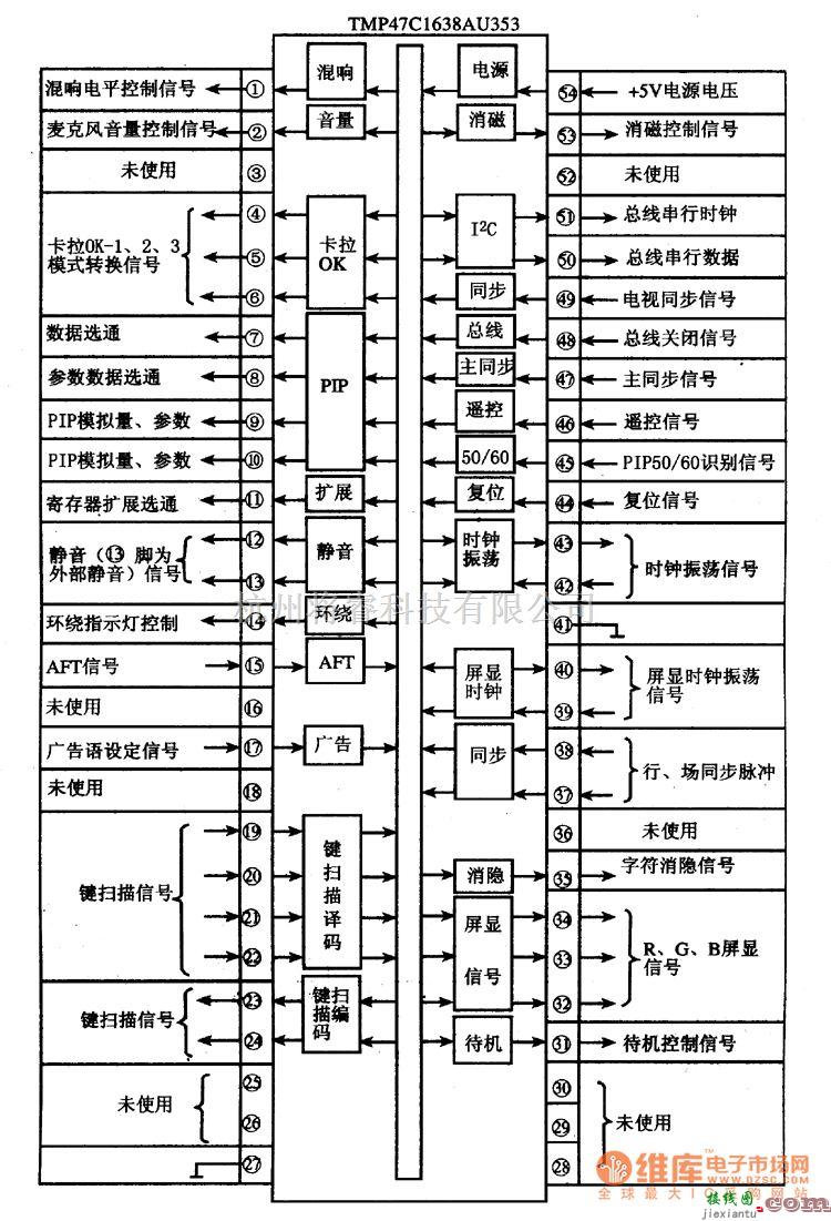 微机电路中的TMP47C1638AU353单片微电脑集成电路图  第1张