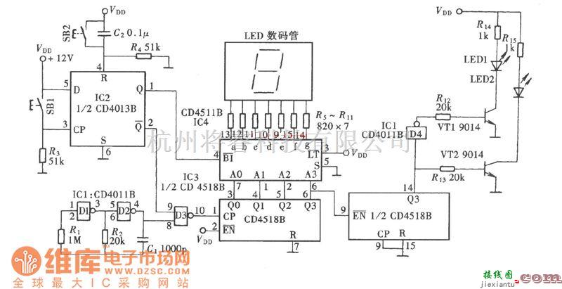 专用测量/显示电路中的一位随机数发生器电路图  第1张