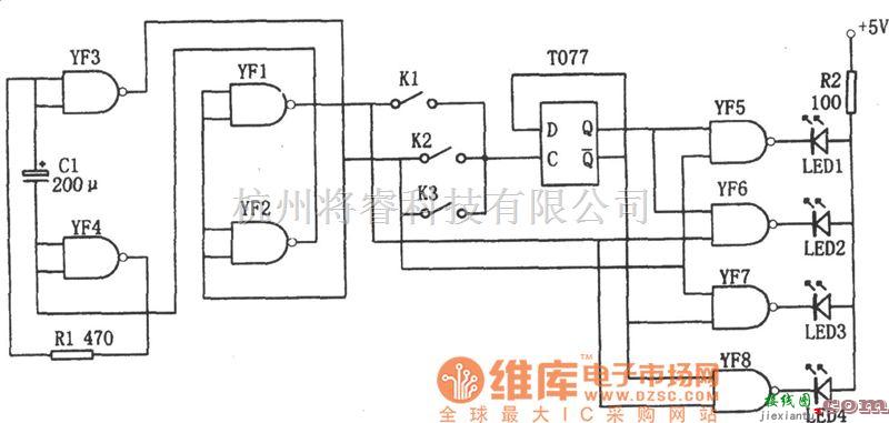 专用测量/显示电路中的磁带运动方向显示器电路图  第1张