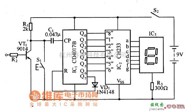 数字电路中的星期数码显示器电路图  第1张