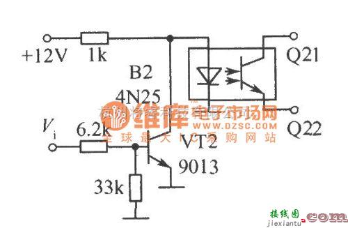 光电耦合器中的光电耦合器组成的开关电路(二)电路图  第1张