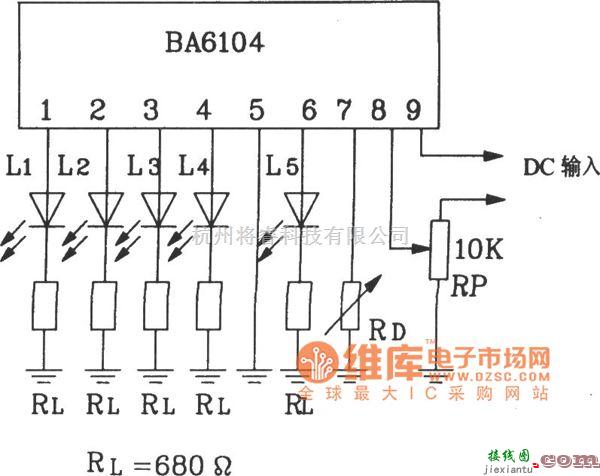 LED电路中的BA6104五位LED电平表驱动集成电路基本应用电路图  第1张