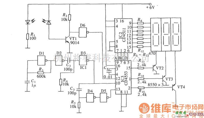 专用测量/显示电路中的自行车速度表电路图  第1张