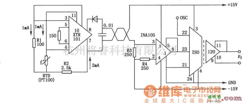 基础电路中的高精度远距离测温电路图  第1张