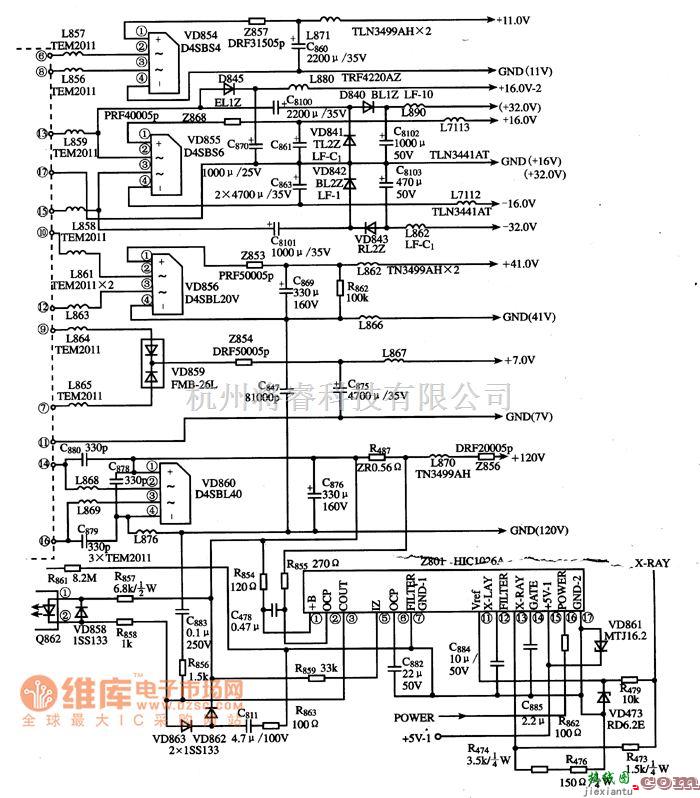 显示器电源中的HIC1026A集成电路的典型应用电路图  第1张