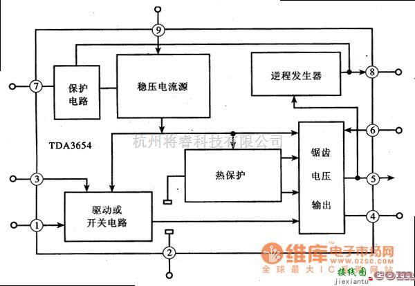 集成电路构成的信号产生中的TDA3654场扫描输出集成电路图  第1张