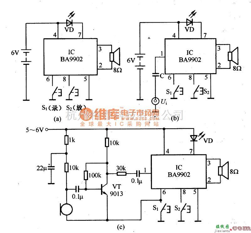 音频电路中的电子语音录放模块电路图  第1张