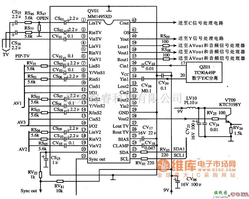 显示器电源中的MM1495XD I2C控制电子开关集成电路图  第3张