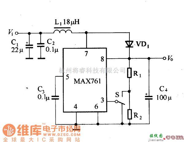 DC-DC中的MAX761应用电路图  第1张