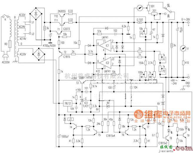 恒流源中的高精度恒压恒流直流稳压电源电路图  第1张