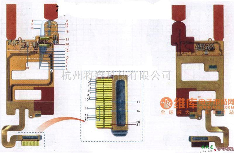 综合电路中的浪潮CU100型手机排线连线对应图  第1张