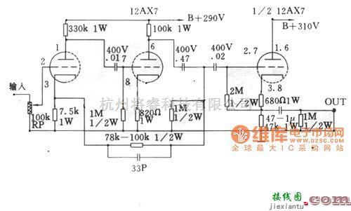 电子管功放中的麦景图C22胆机电路图  第1张