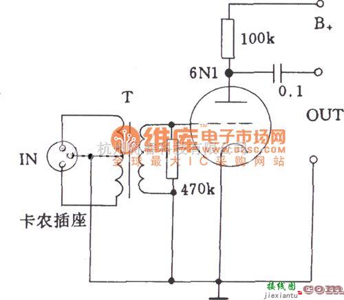 电子管功放中的电子管低阻抗输入电压电路图  第1张