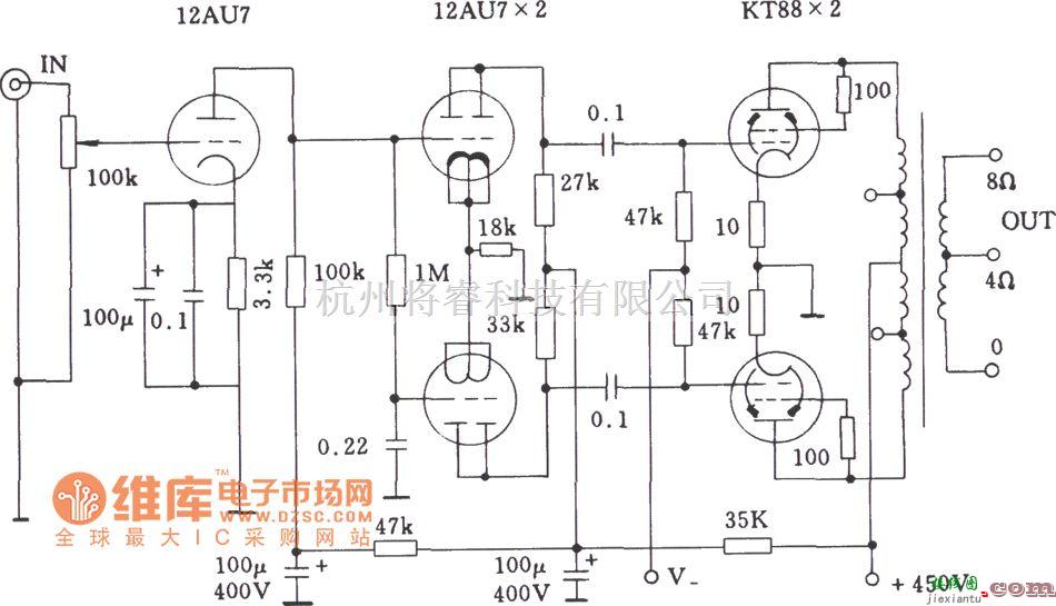 电子管功放中的电子管金牛VAA 70功放电路图  第1张