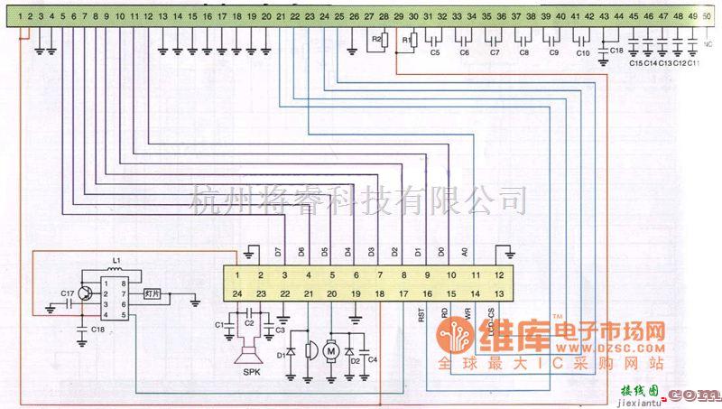 综合电路中的海尔地文星1000型手机排线电路原理图  第1张