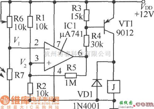 光敏电阻中的精密光暗光控电路图  第1张