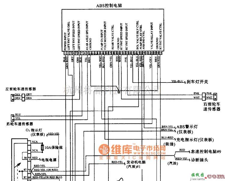 奔驰中的BENZ 190系列ABS系统电路图  第1张