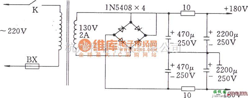 电子管功放中的OTL功放电源的电流(用于电子管功放）电路图  第1张